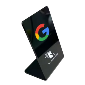 الجدول NFC Acrylic Stand 13.56 MHz QR Code Tag Google Review Display