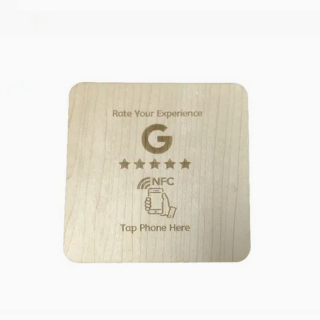 Carte RFID personnalis&eacute;e carr&eacute;e en bois 13.56 MHz, plaques NFC, carte d'examen Google