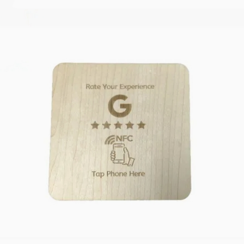 13.56 ميجا هرتز مربع خشبي مخصص بطاقة RFID NFC لوحات Google مراجعة
