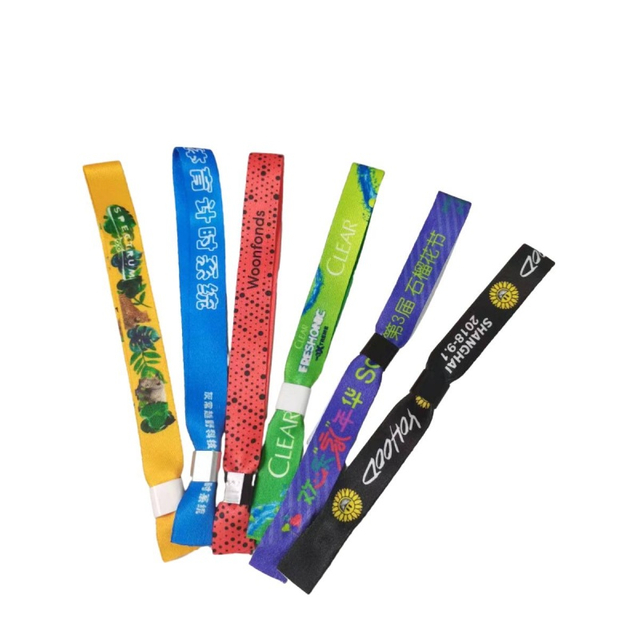 Aangepaste logo ontwerp polsband polyester stof armband promotionele partij festival evenementen polsbandje